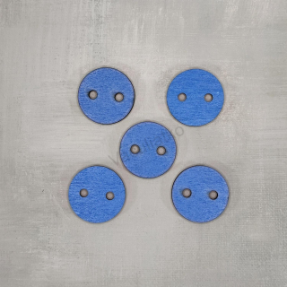 Gombík modrý 3,5cm, 2x dierka 5mm (sada 5ks, hr. 4mm)