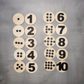 Drevená hra - čísla 1-10 (kruh 6cm, sada 20ks)